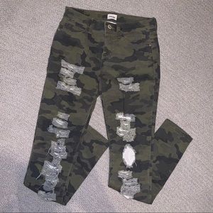 Sneak Peek camo distressed jeans